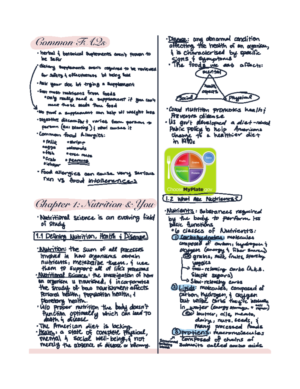 Ch 1 nutrition & you - Lecture notes 1 - DIT 101 - Common FAQs Chapter ...