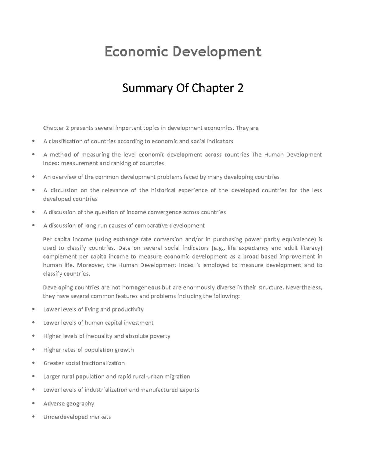 Economic Development - Todaro and Smith Chapter 2 - Economic Of Chapter ...
