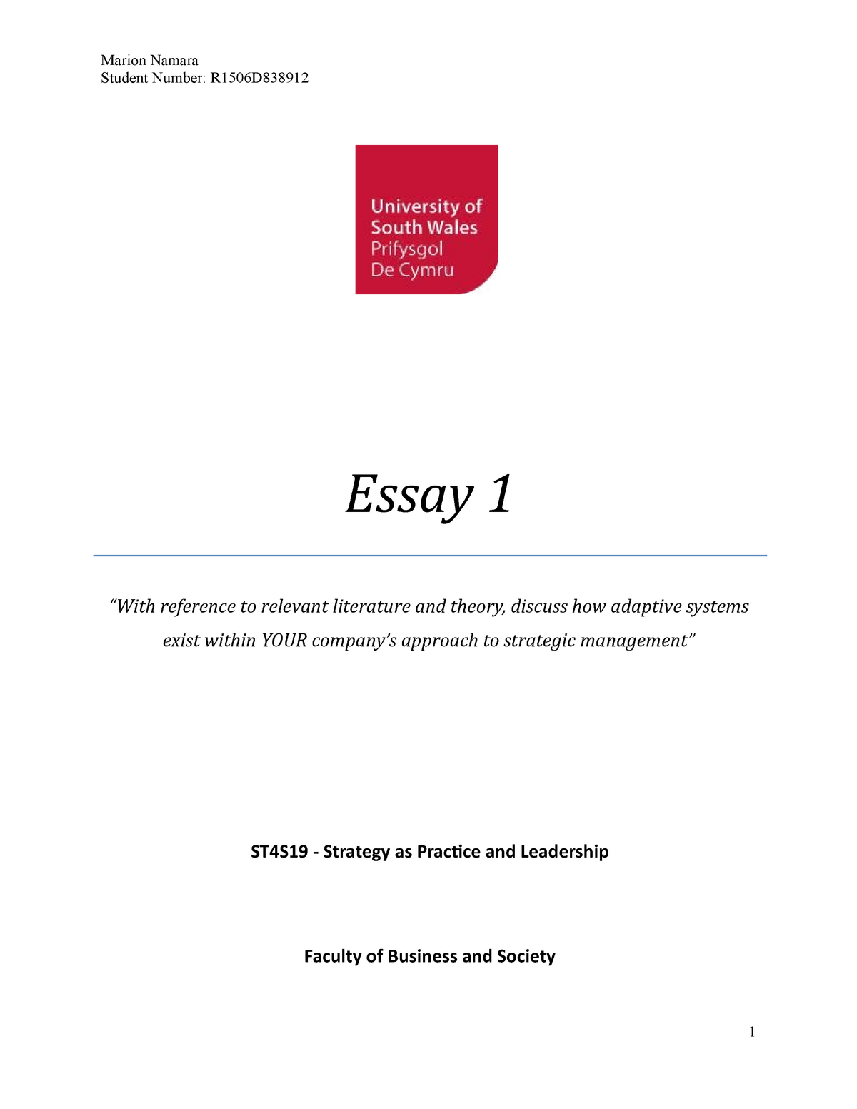 strategic management essay structure