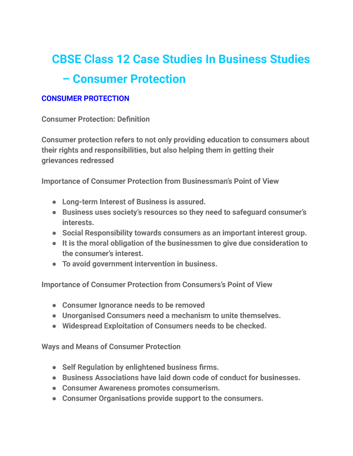 cbse-class-12-case-studies-in-business-studies-consumer-protection