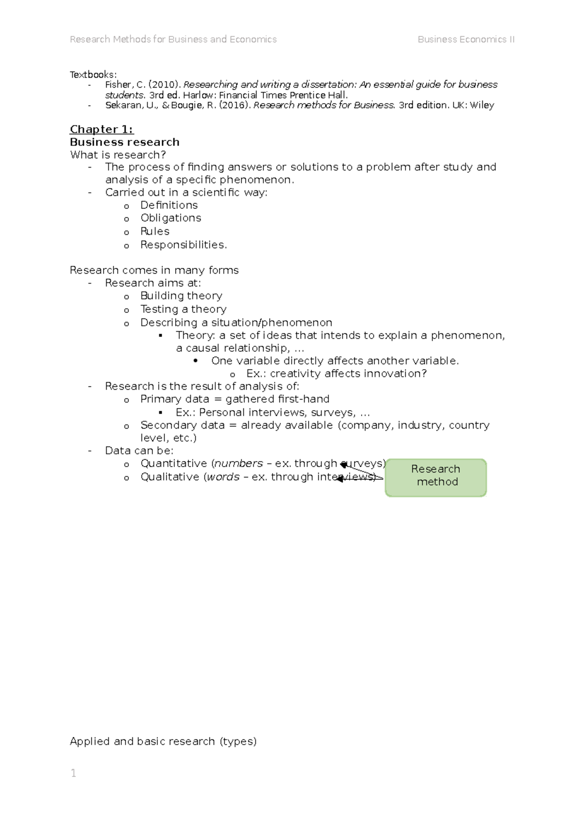 Chapter-1-RMB - summary (mix notes and book) - Textbooks: - Fisher, C ...