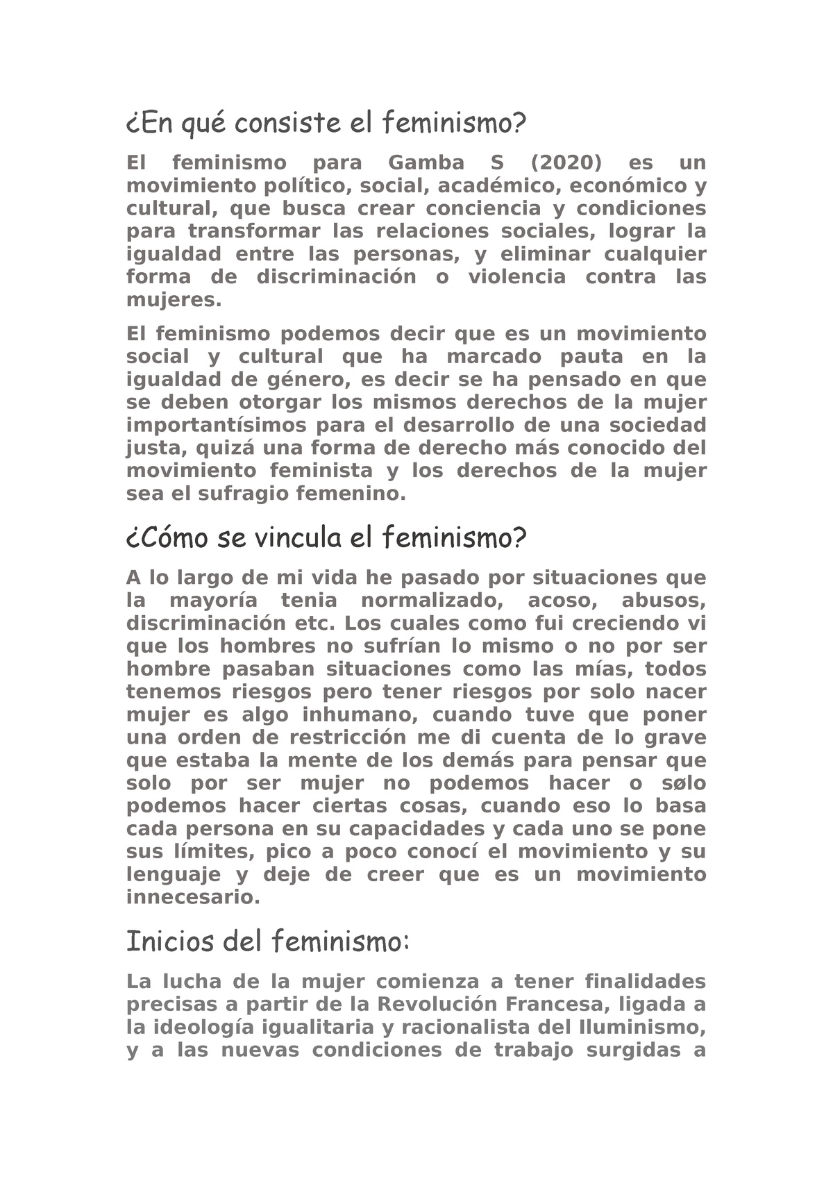 Feminismo Primera Parte - ¿En Qué Consiste El Feminismo? El Feminismo ...