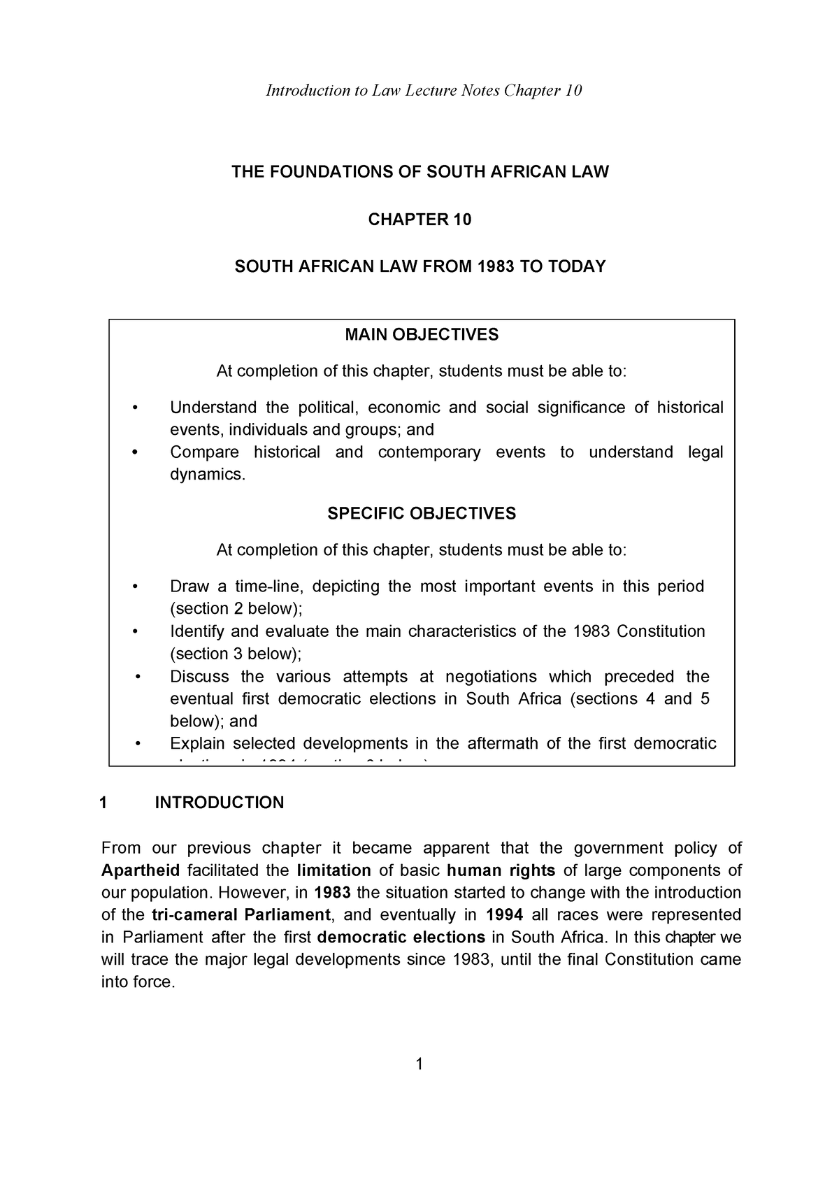 2023 Introduction To Law Chapter 10 (1) - THE FOUNDATIONS OF SOUTH ...