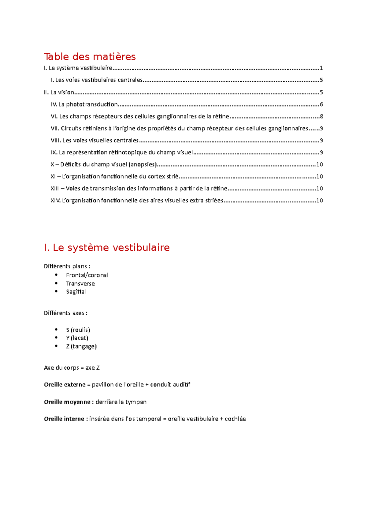 Neuroscience Table des matières I. Le système Studocu