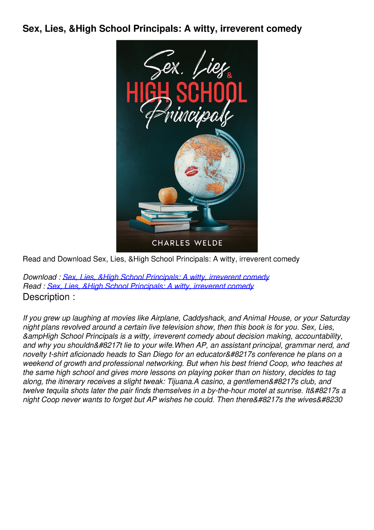 Pdfreaddownload Sex Lies High School Principals A Witty Irreverent Comed Sex Lies 