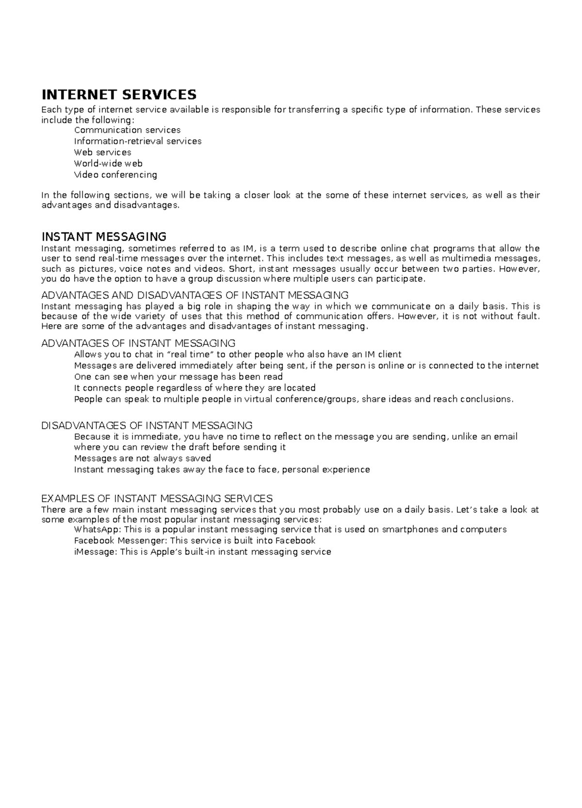 Grade 12 service SERVICES Each type of