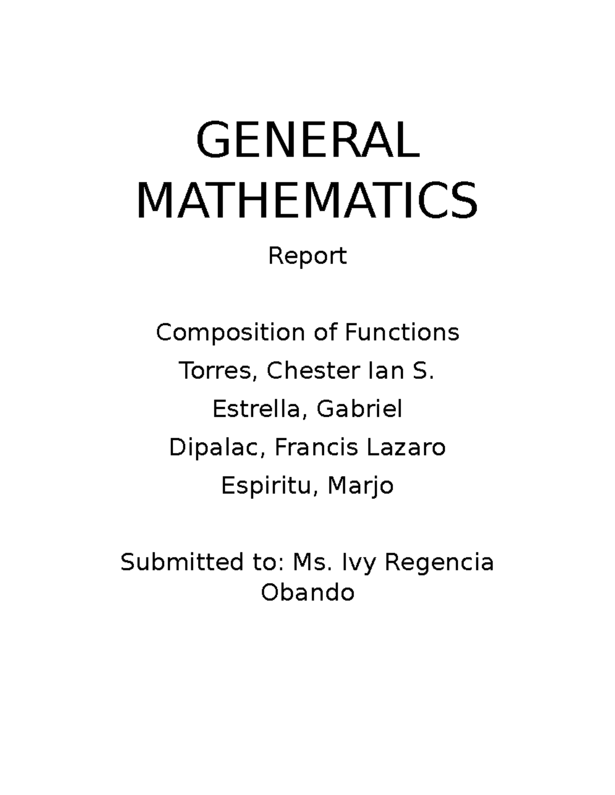 Composition of Functions 11 Humss - Humanities 1 - GENERAL MATHEMATICS ...