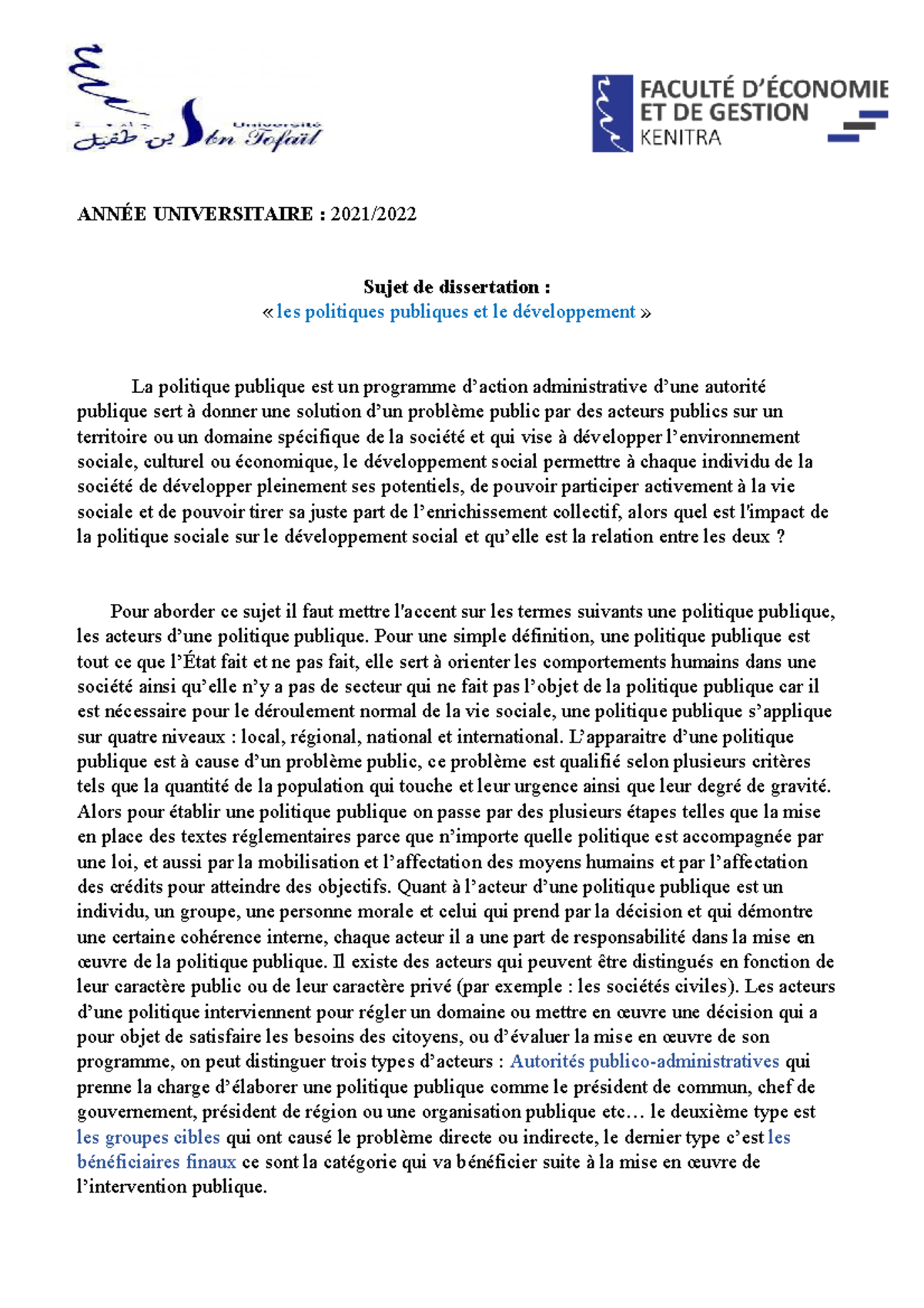 dissertation sur service public