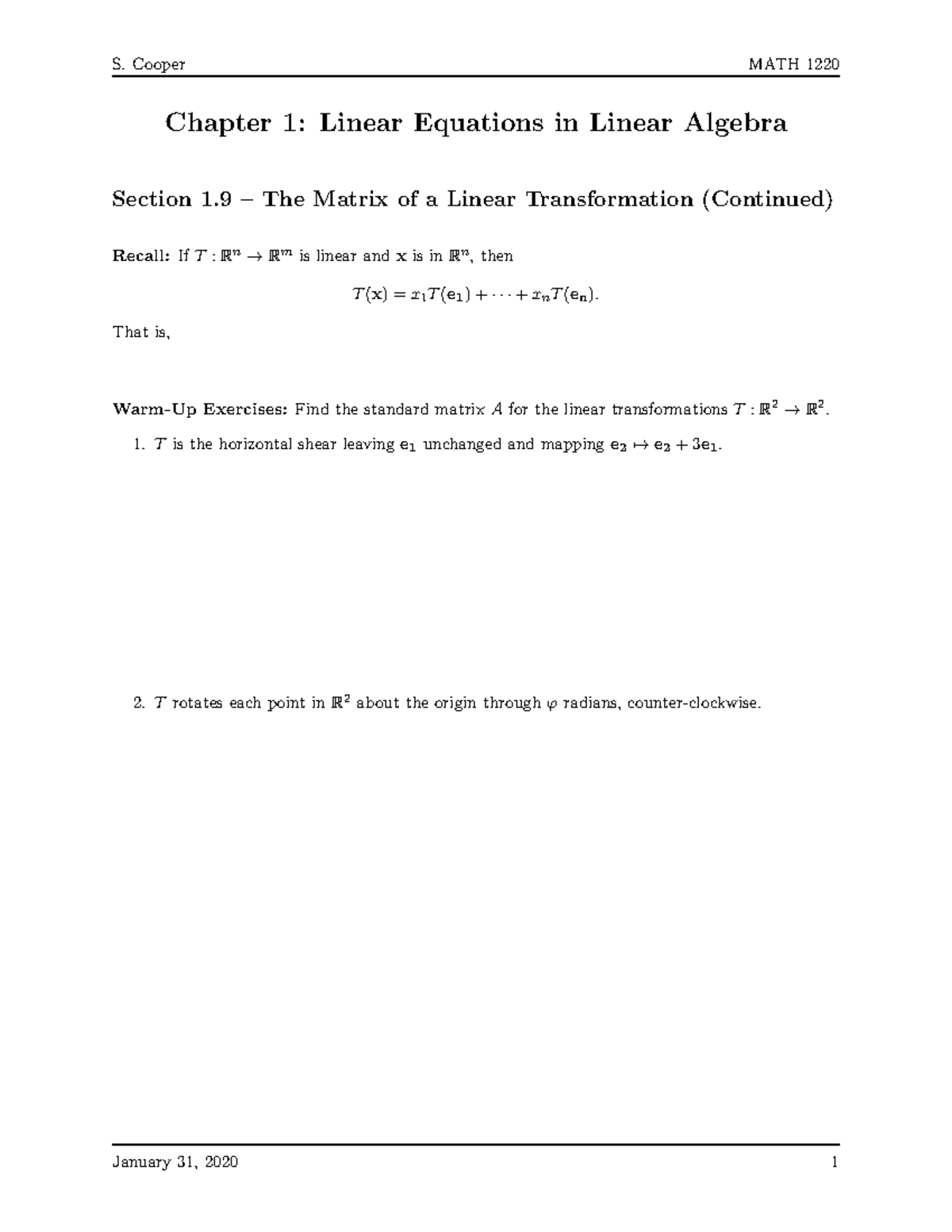 1 - Techniques Of Classical And Linear Algebra detailed notes - Chapter ...