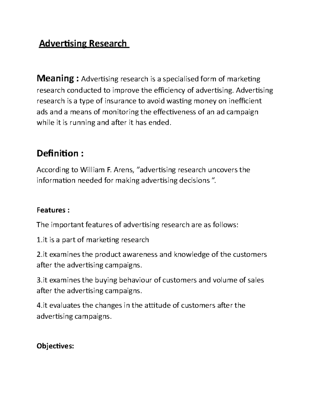 definition of advertising research paper