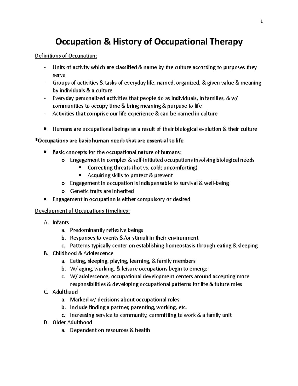 Occupation And The History Of Occupation Occupation History Of