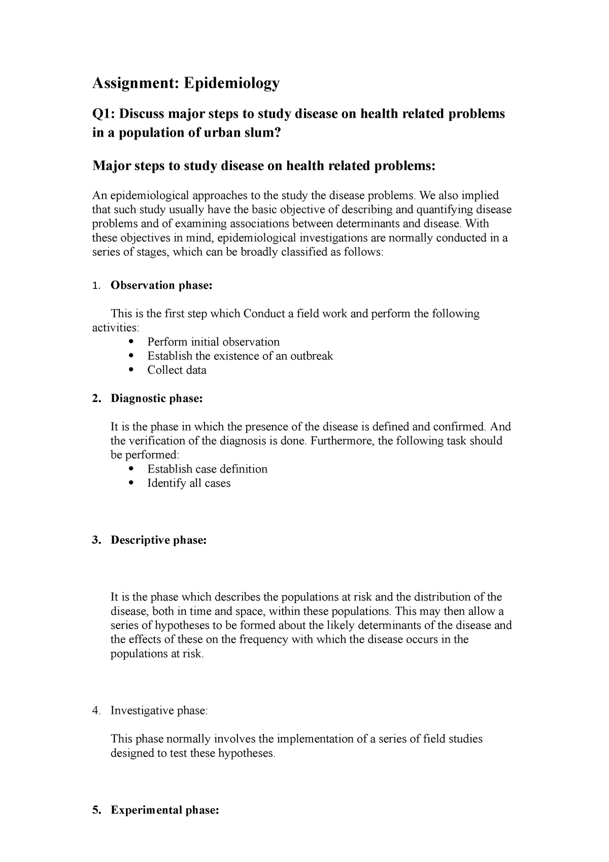 epidemiology case study assignment