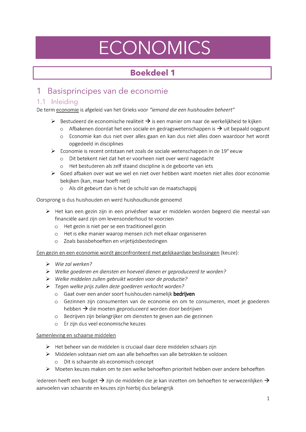 Economie - Samenvatting Gemaakt Met De Powerpoint En Het Handboek ...