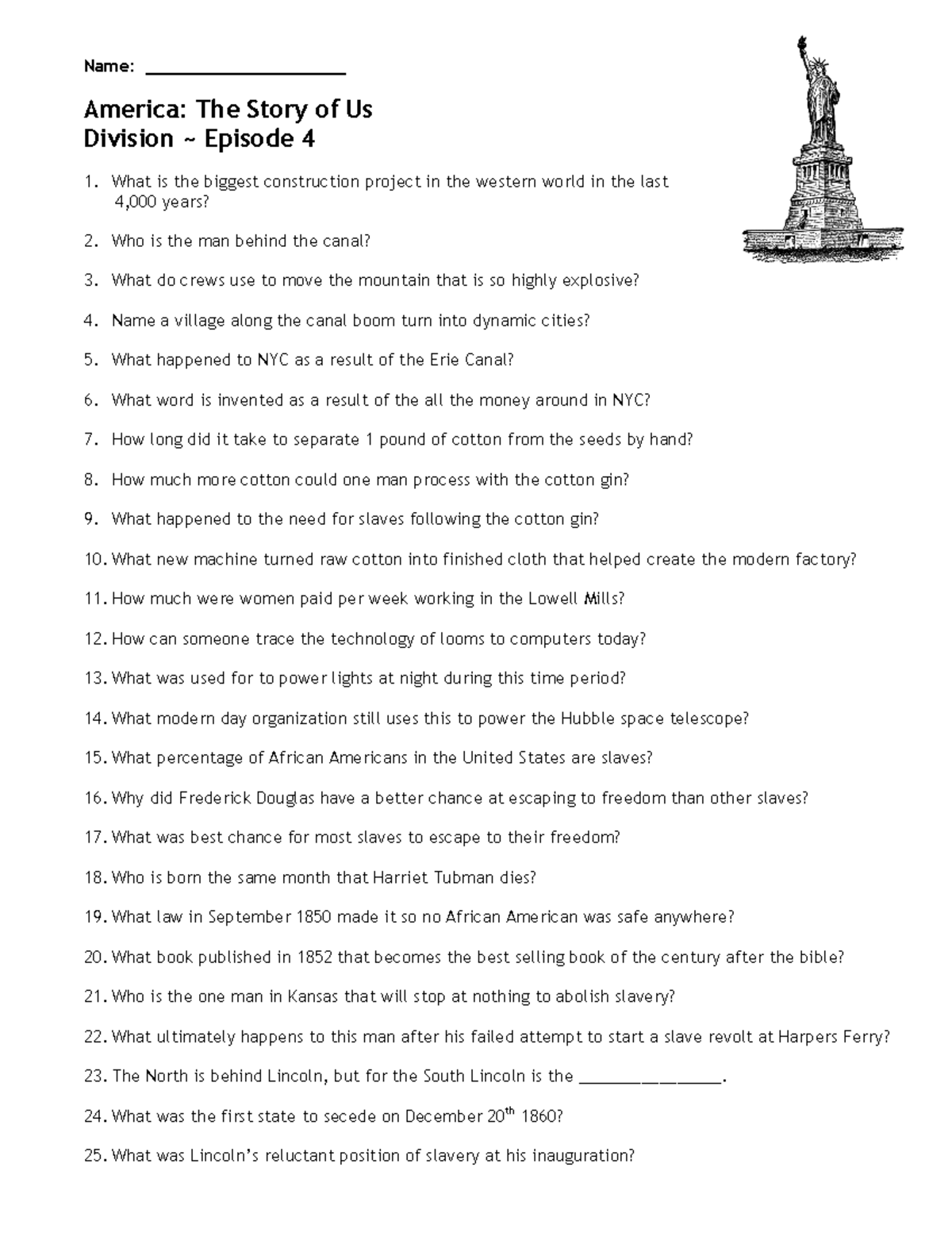 america the story of us ep 4 worksheet