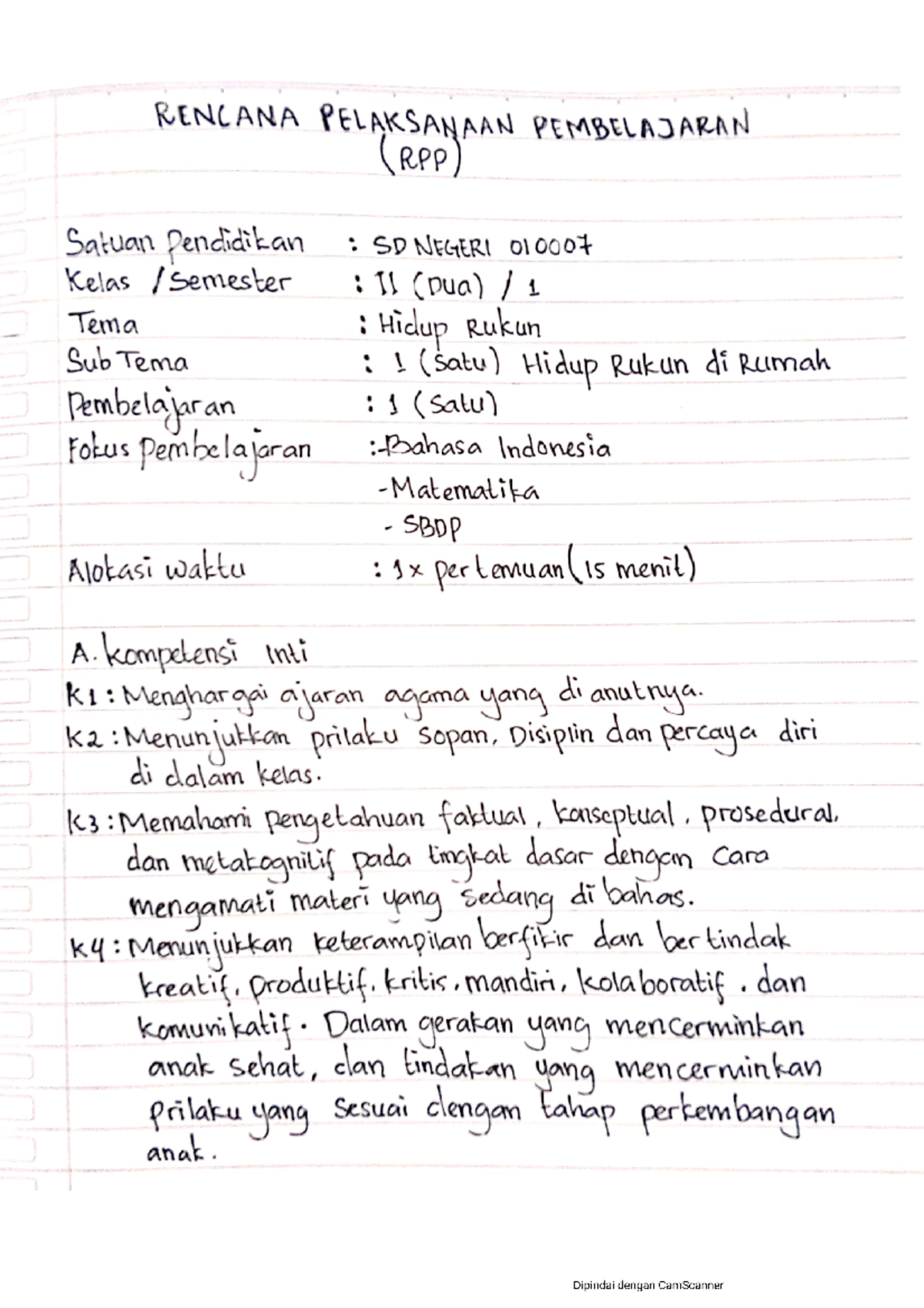 rpp tugas terpadu - Rencana Pembelajaran - Studocu