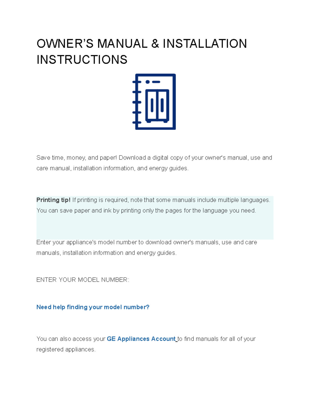 S2 - Dishwasher INstructions - OWNER’S MANUAL & INSTALLATION ...