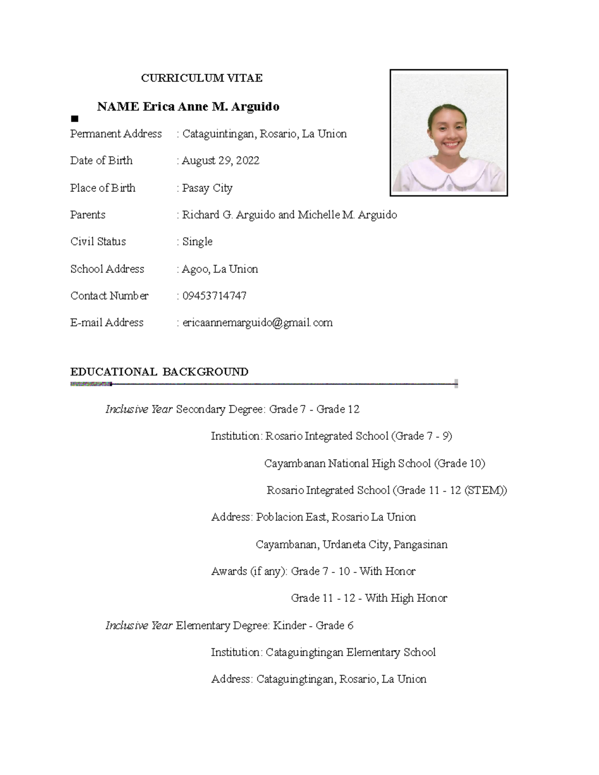 Curriculum- Vitae-1 - none - CURRICULUM VITAE NAME Erica Anne M ...