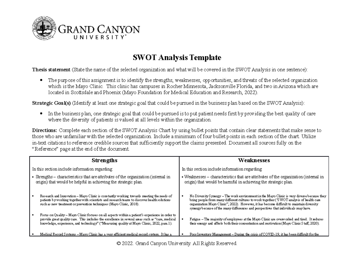 swot analysis bachelor thesis