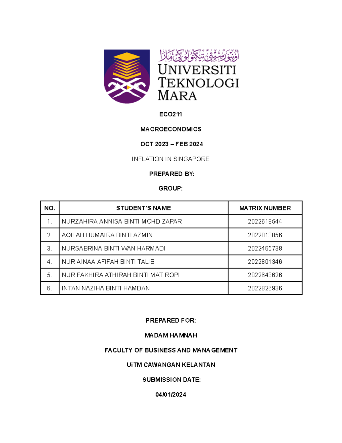 Eco211 Assignment Inflation Rate In Singapore Eco Macroeconomics
