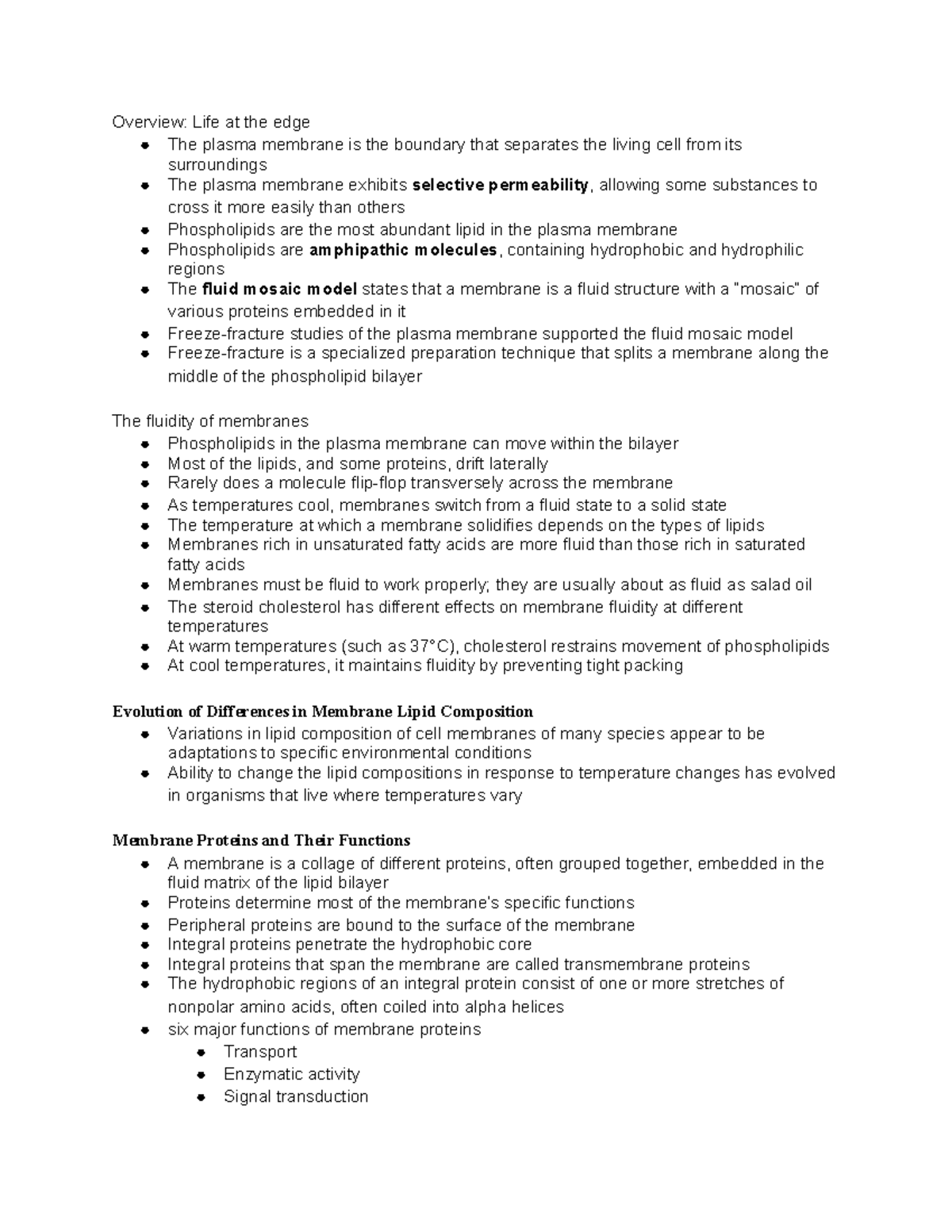 Chapter 7 Notes - Professor Kapoor - Overview: Life at the edge The ...