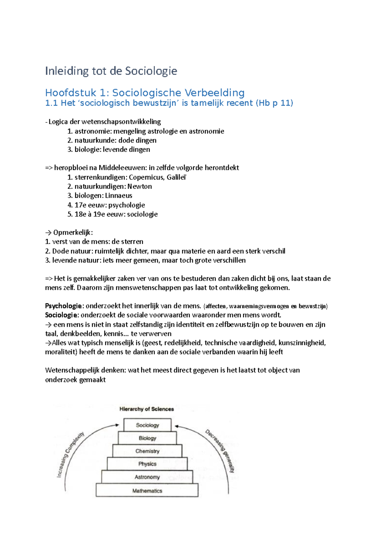 Inleiding Tot De Sociologie - Inleiding Tot De Sociologie Hoofdstuk 1 ...