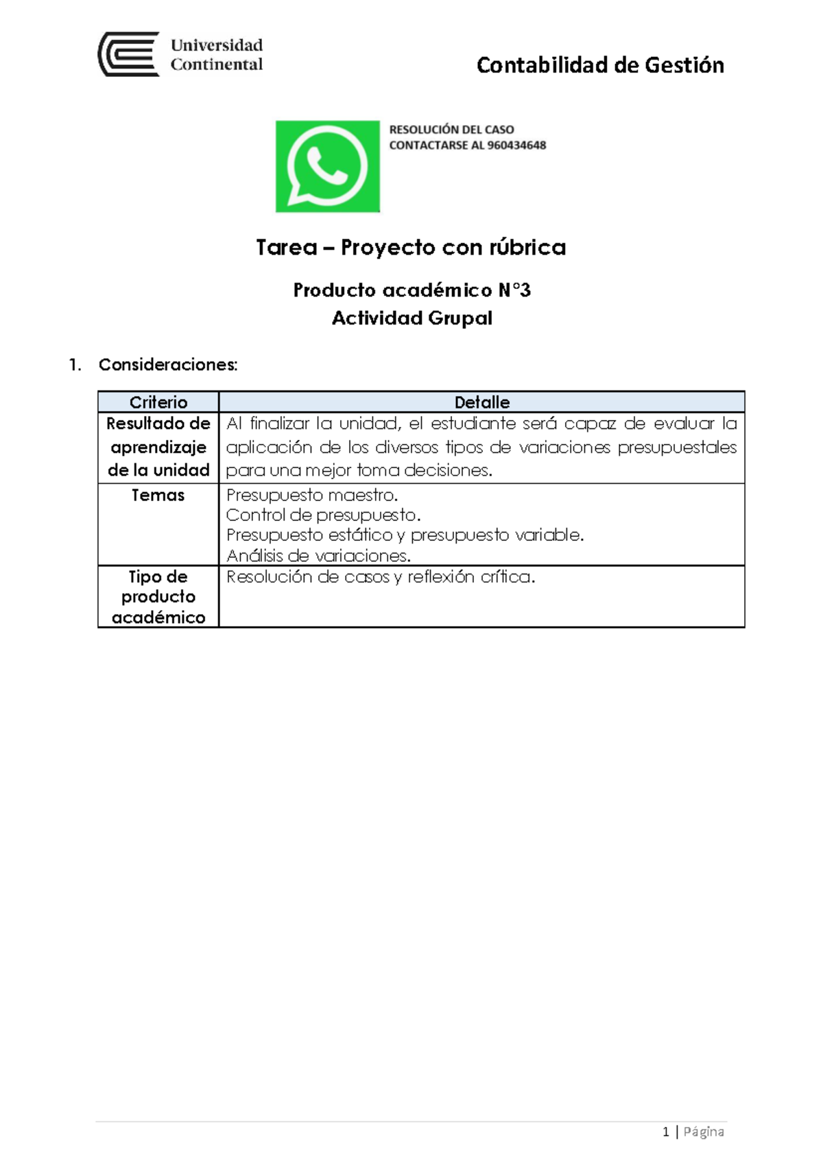 Producto académico 3 Tarea G - Tarea – Proyecto con rúbrica Producto ...