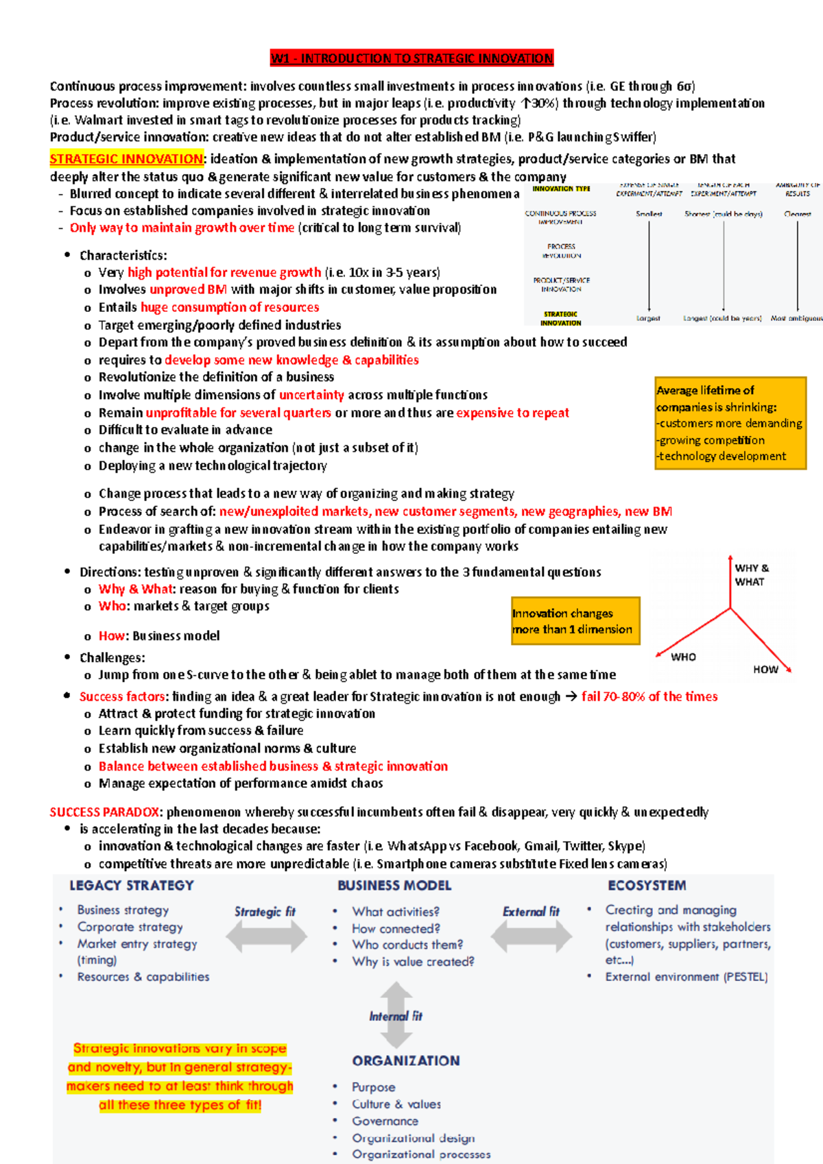 Strategic Innovation Notes - W1 - INTRODUCTION TO STRATEGIC INNOVATION ...