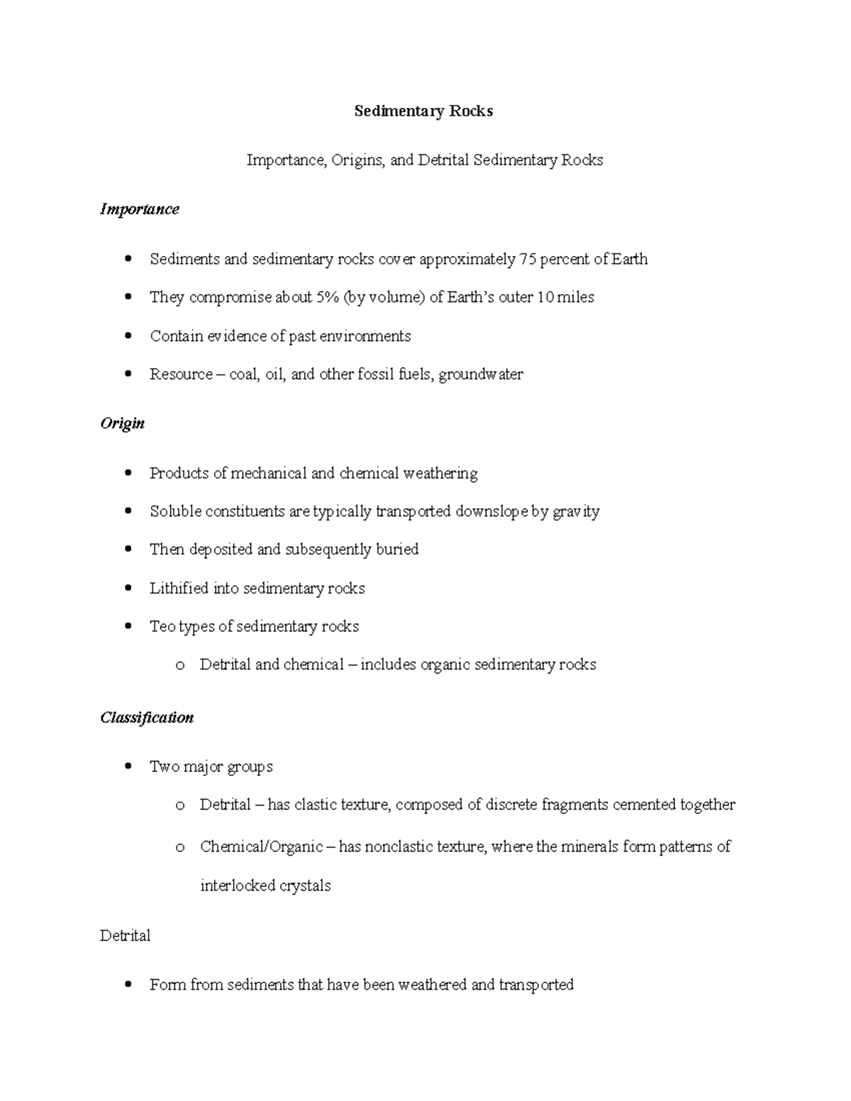 Sedimentary Rocks - Sedimentary Rocks Importance, Origins, and Detrital ...