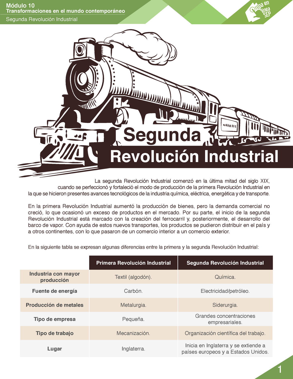 M10 S1 Segunda Revolución Industrial PDF - Transformaciones en el mundo  contemporáneo Segunda - Studocu