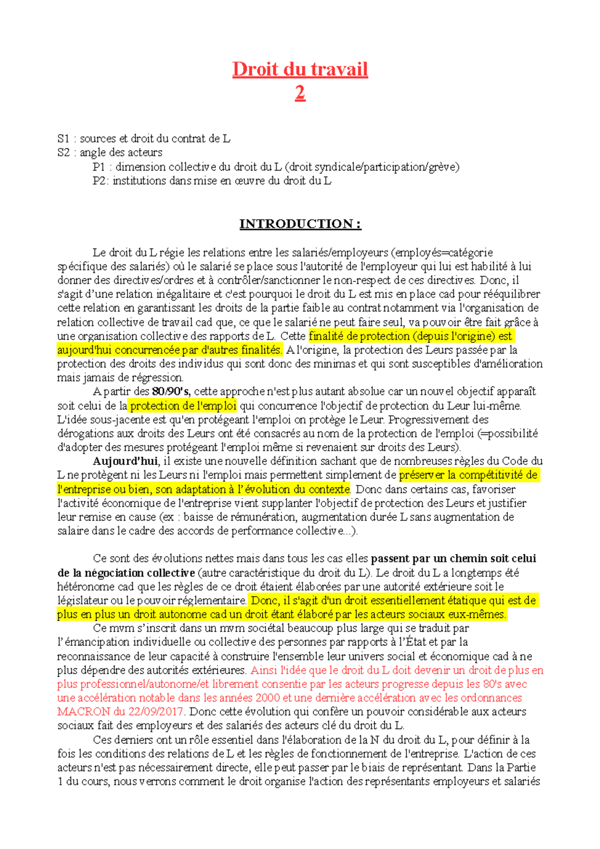Cours des 4 et 5 janvier - cour entier de droit du travail 2 - Droit du ...