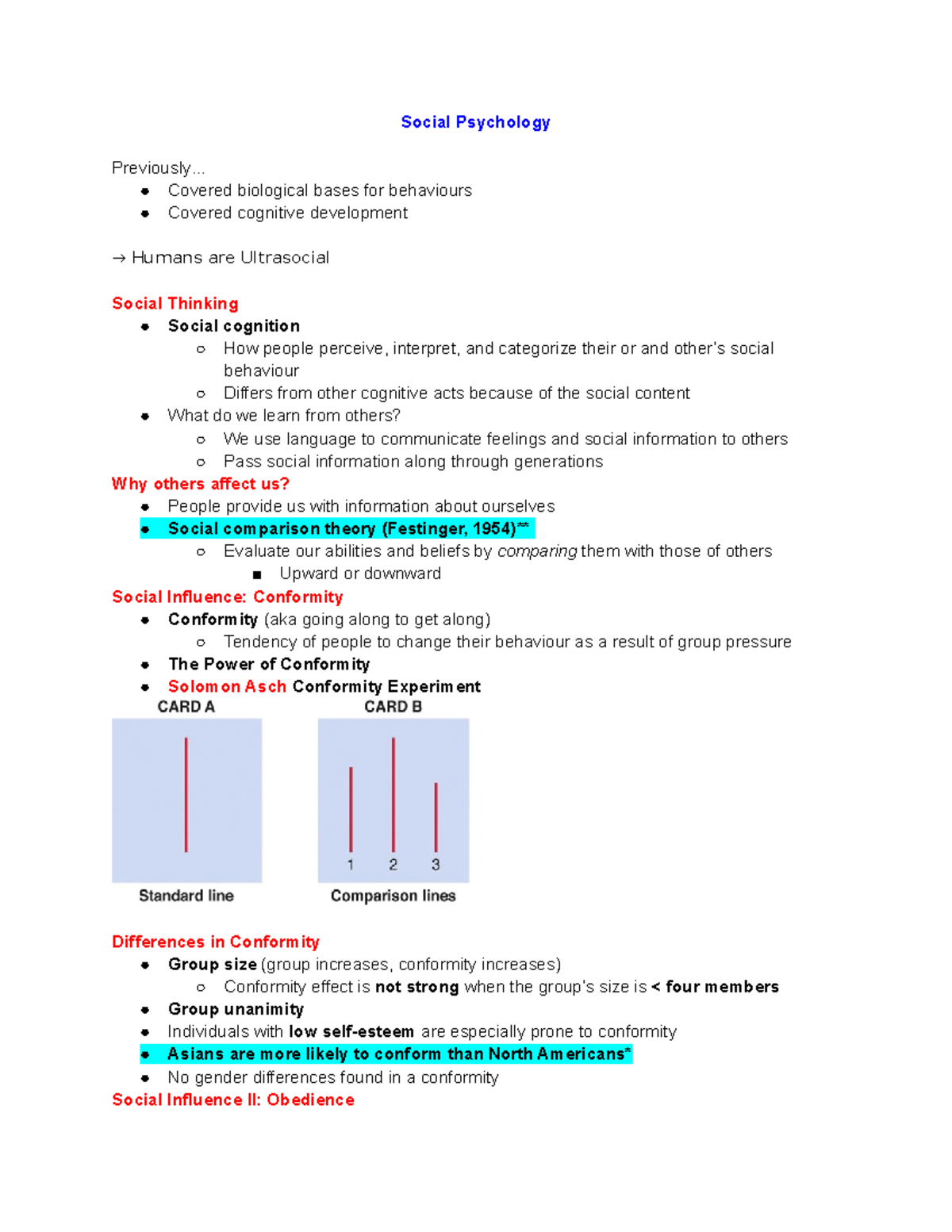 Ch. 13 - Lecture notes Chapter 13 - Social Psychology Previously ...
