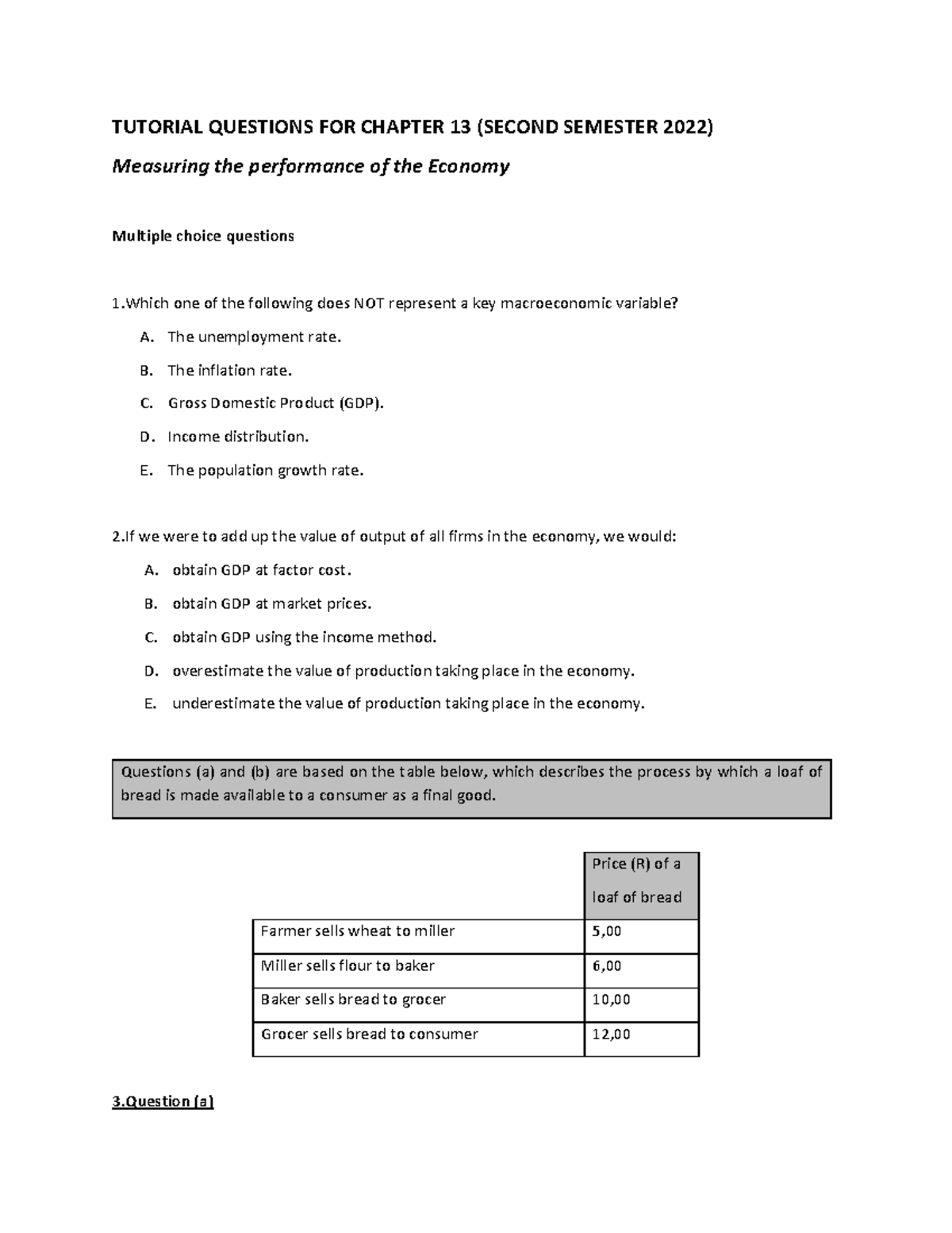Tutorial Questions FOR Chapter 13 - TUTORIAL QUESTIONS FOR CHAPTER 13 ...