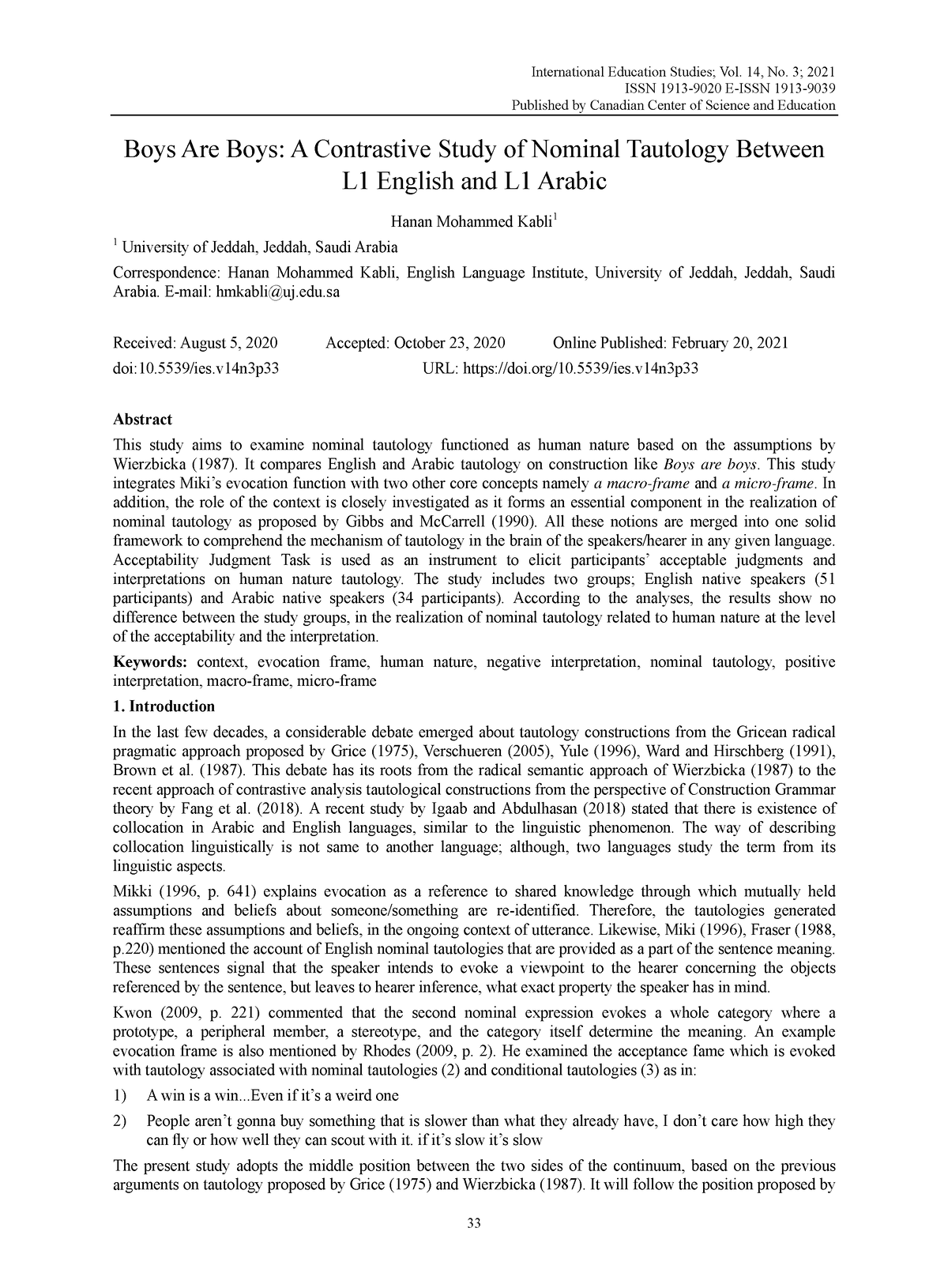 EJ1287923 - Research Article - International Education Studies; Vol. 14 ...