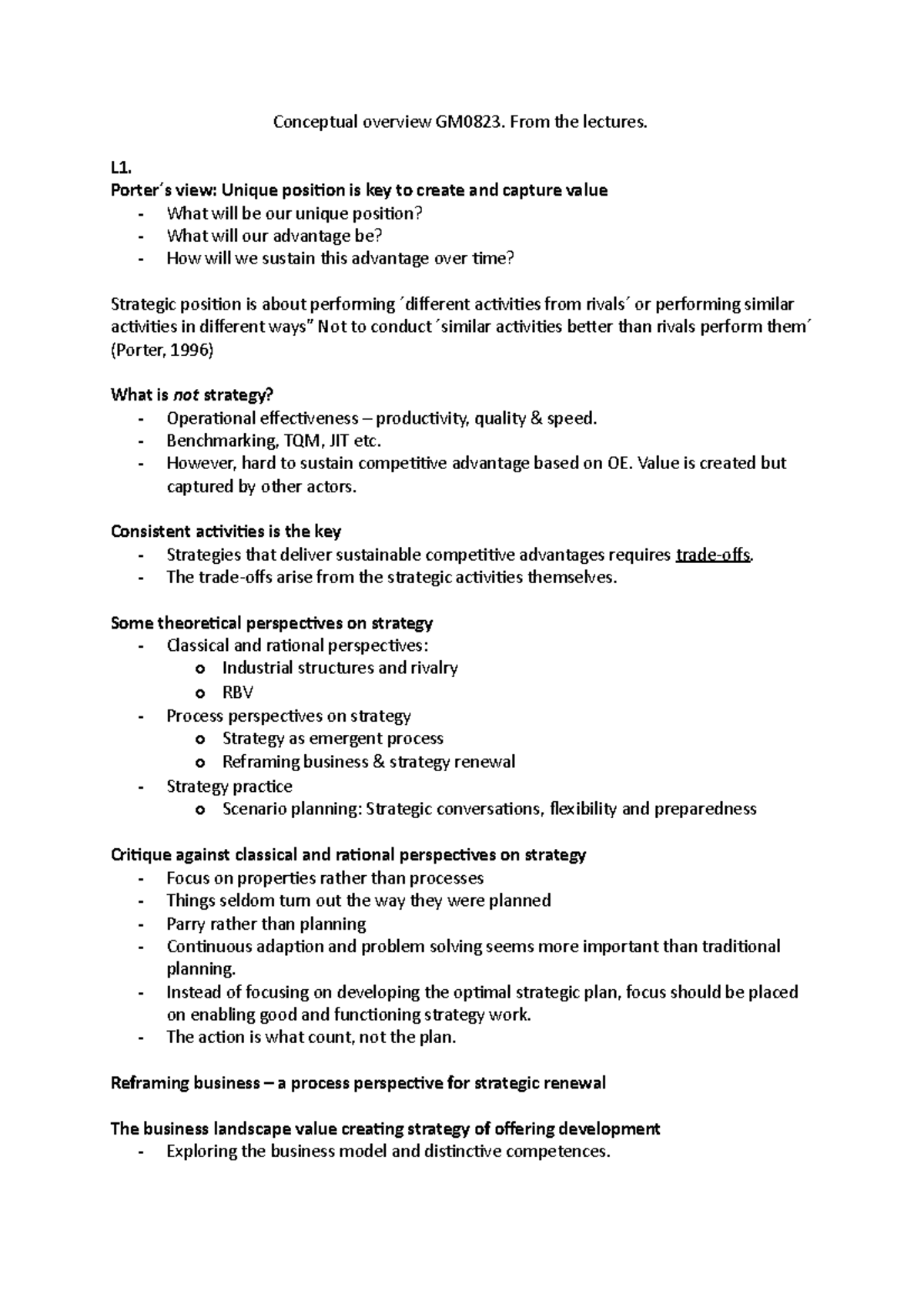 Conceptual overview lectures - Conceptual overview GM0823. From the ...