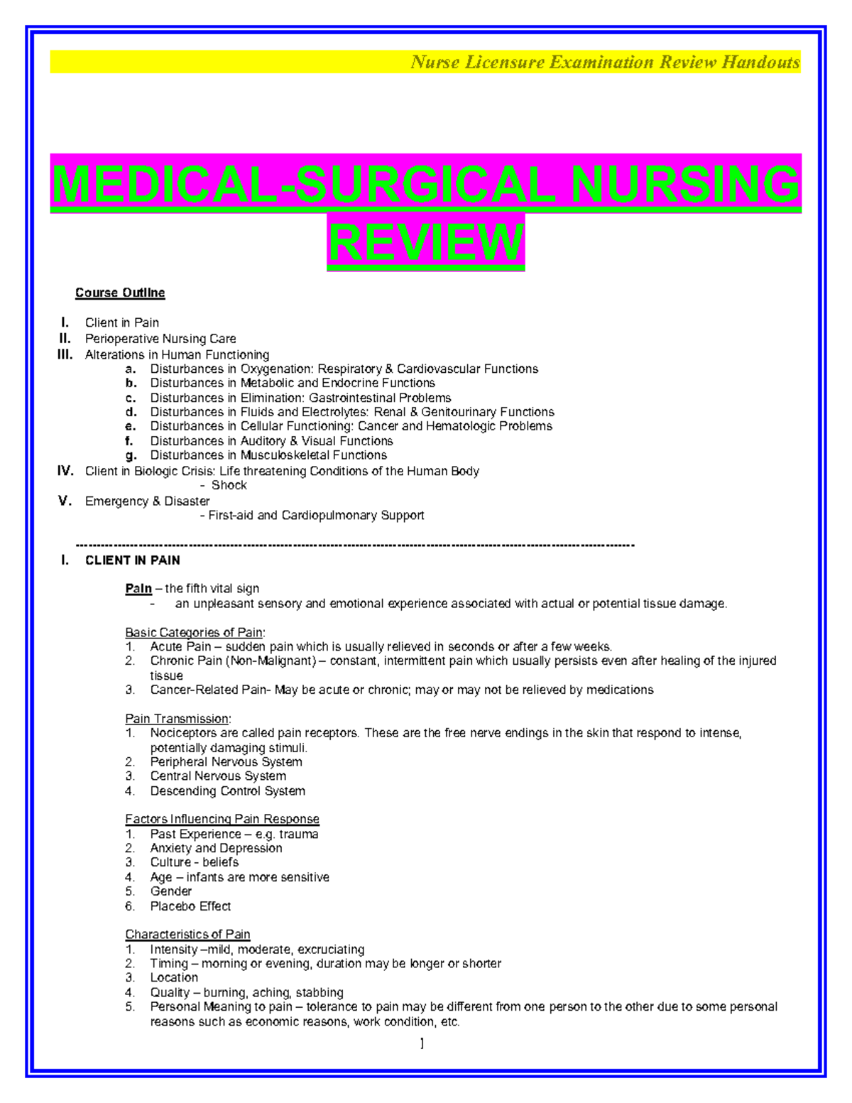 medicine review nursing