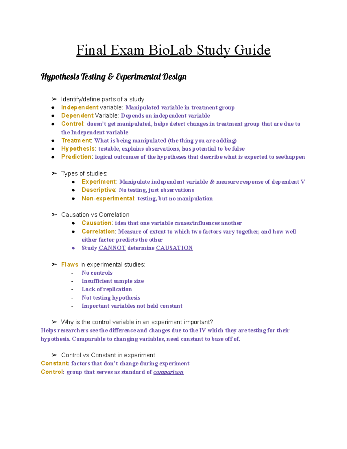 Final Exam Bio Lab Study Guide - Final Exam BioLab Study Guide Hothesi ...