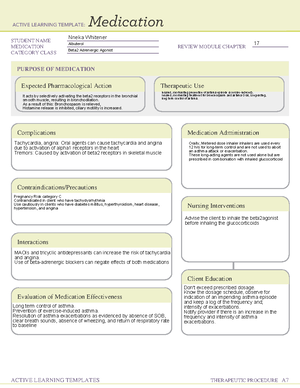 Ati Med Captopril - STUDENT NAME MEDICATION REVIEW MODULE CHAPTER ...