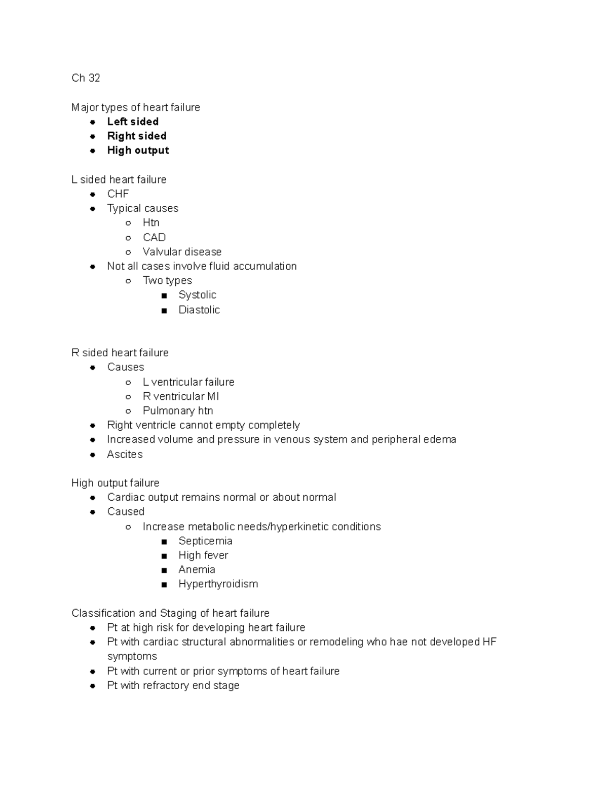 Cardiovascular Med Surg 2ch 32 - Ch 32 Major types of heart failure ...