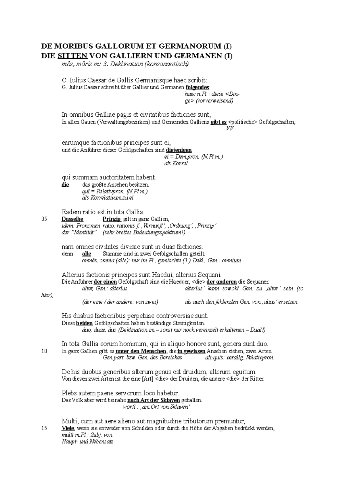 Text Lektion 7 - Übersetzung im Rahmen des Lateinkurses (Latinum) - DE