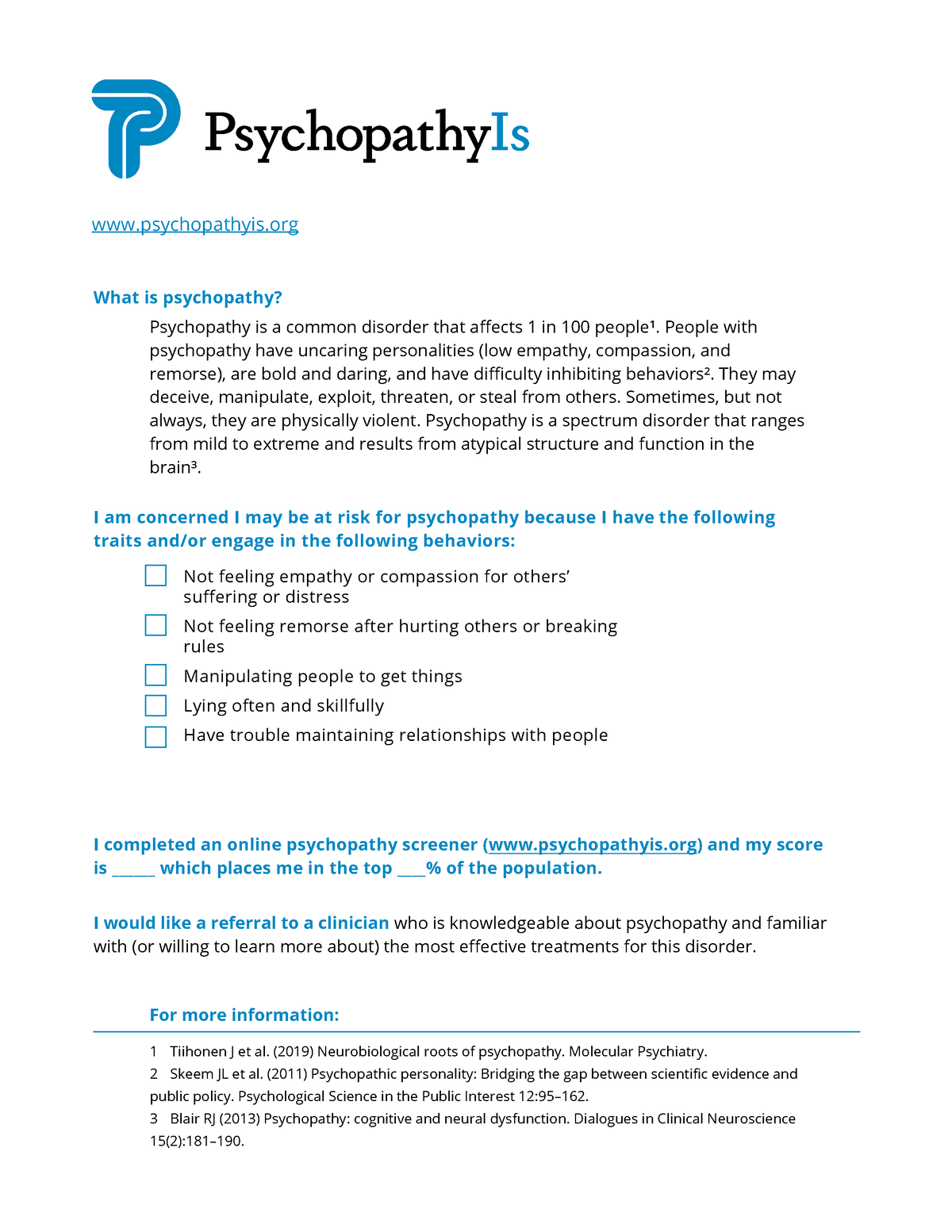 Psychopathy Is Worksheet Adults - What Is Psychopathy? Psychopathy Is A ...