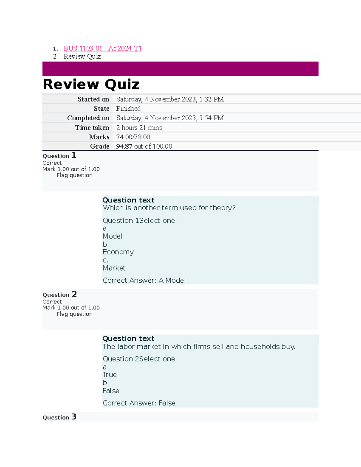 Review Quiz Microeconomics BUS 1103-1-AY2024-T1 - 1. BUS 1103-01 ...