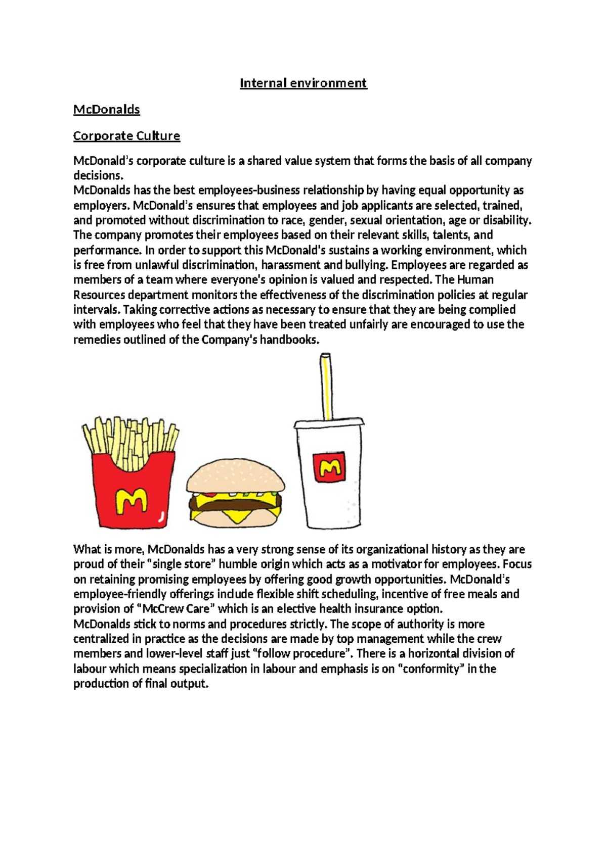 Mrs Oduku - Assignment 2 - Internal environment McDonalds Corporate ...