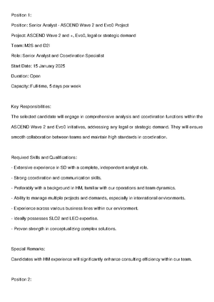 Final reformatted position descriptions - Position 1: Project: ASCEND ...