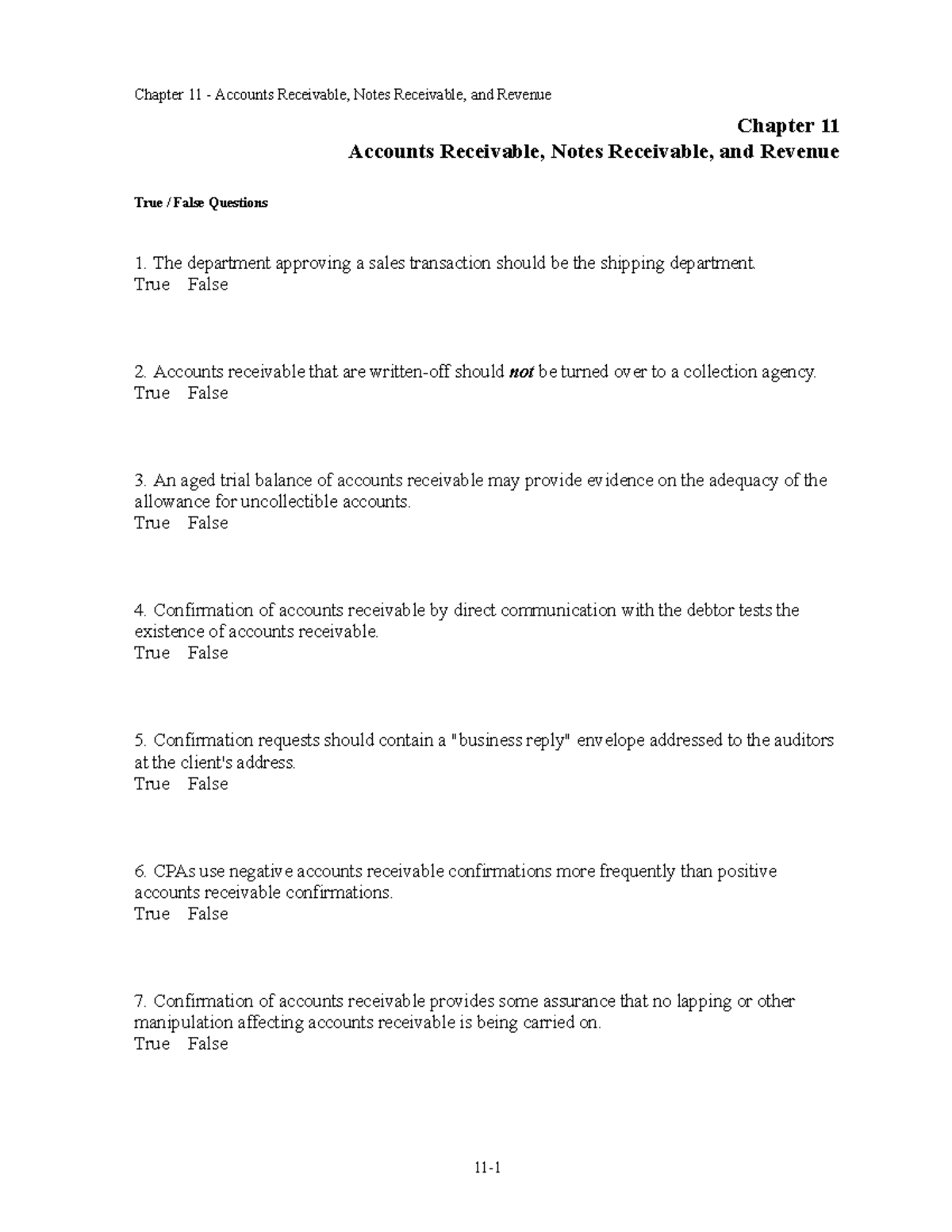 Chapter 11 accounts receivable notes receivable and revenu - Chapter 11 ...