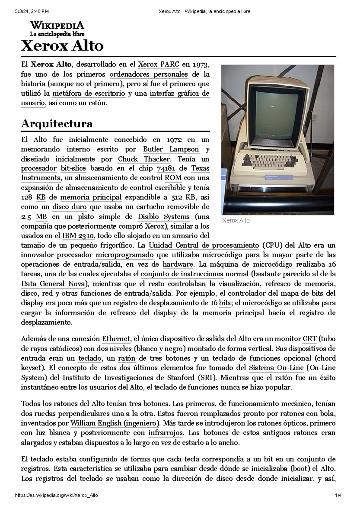 Xerox Alto - Wikipedia, la enciclopedia libre - Xerox Alto. Xerox Alto ...