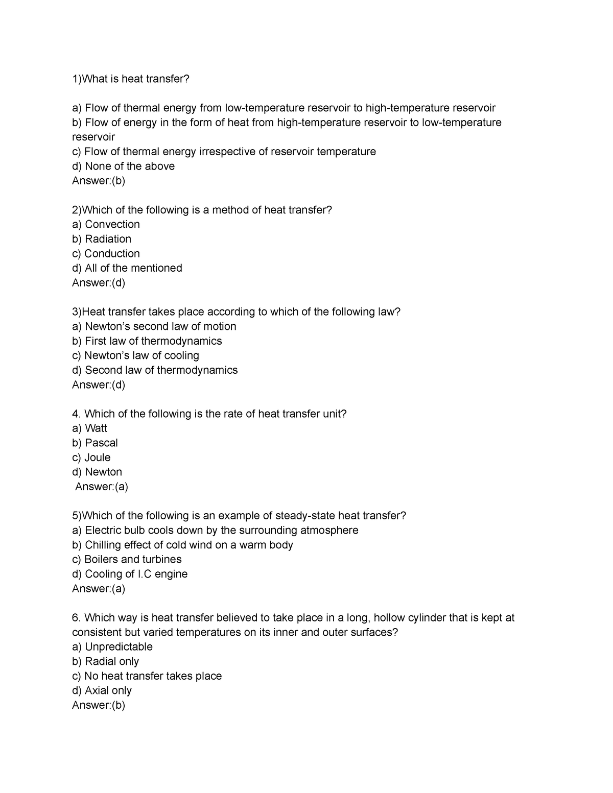 Heat Transfers MCQS 1 What Is Heat Transfer A Flow Of Thermal 