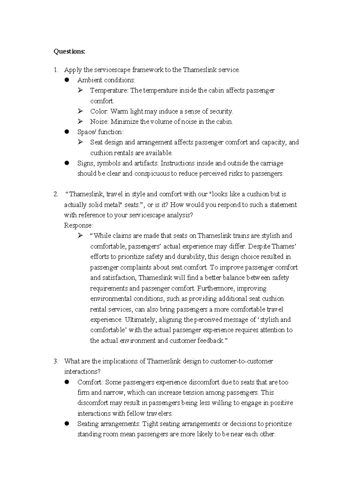 SRM pre-tute w6 - Questions: Apply the servicescape framework to the ...