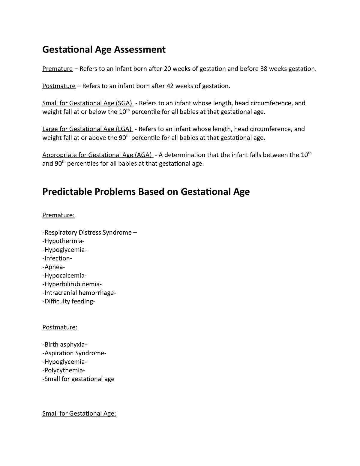 Gestational Age Assessment Gestational Age Assessment Premature Refers To An Infant Born 0008