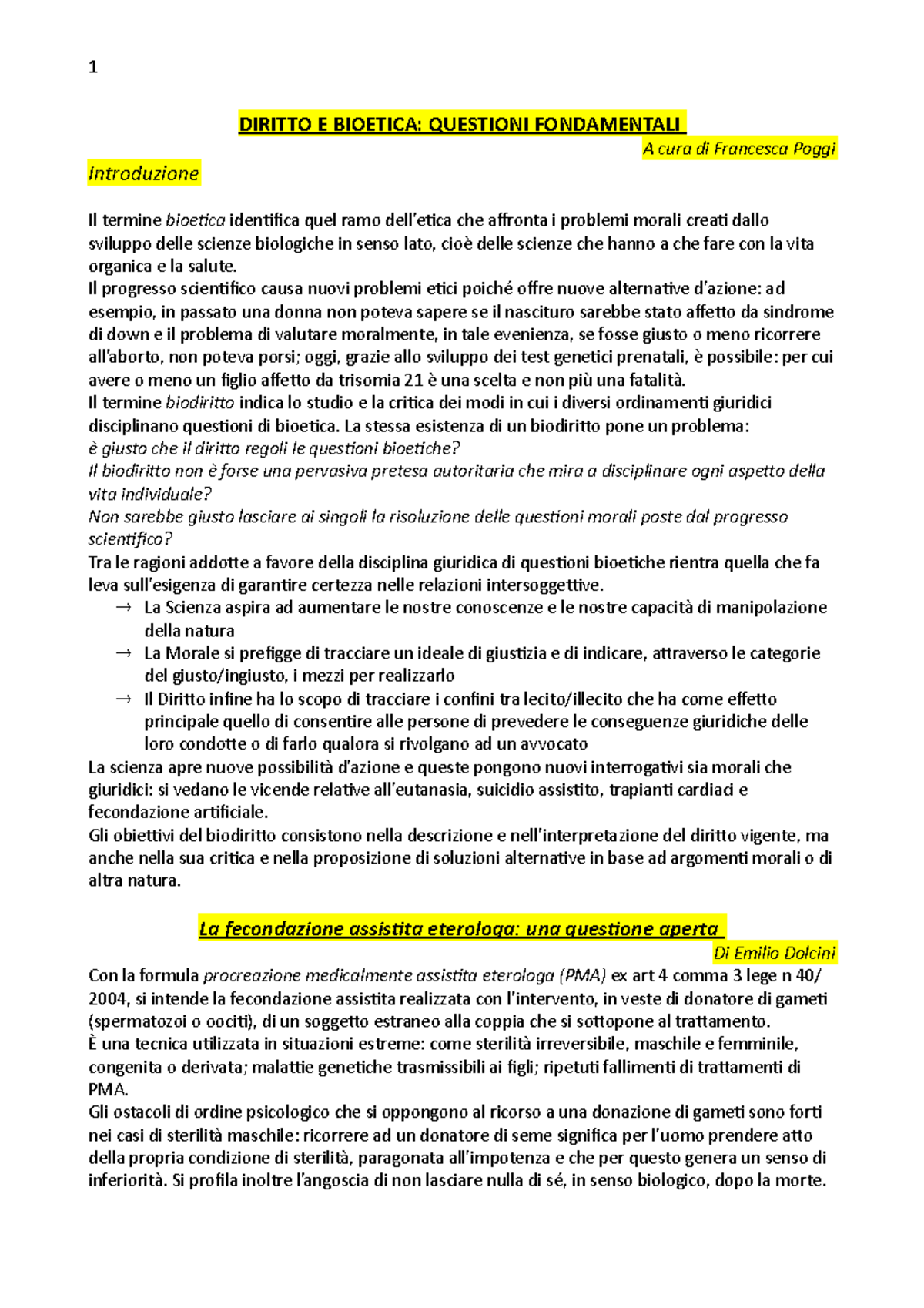 Diritto E Bioetica- Questioni Fondamentali - DIRITTO E BIOETICA ...