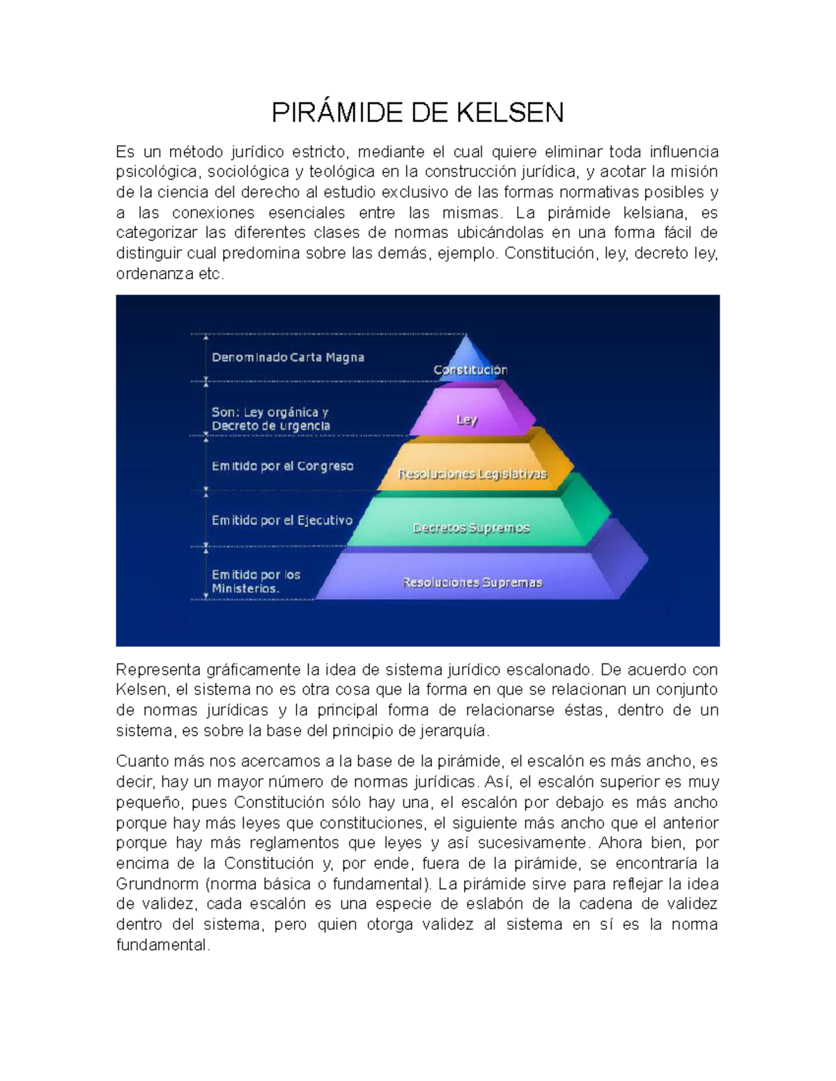 Derecho Pirámide DE Kelsen - PIRÁMIDE DE KELSEN Es Un Método Jurídico ...